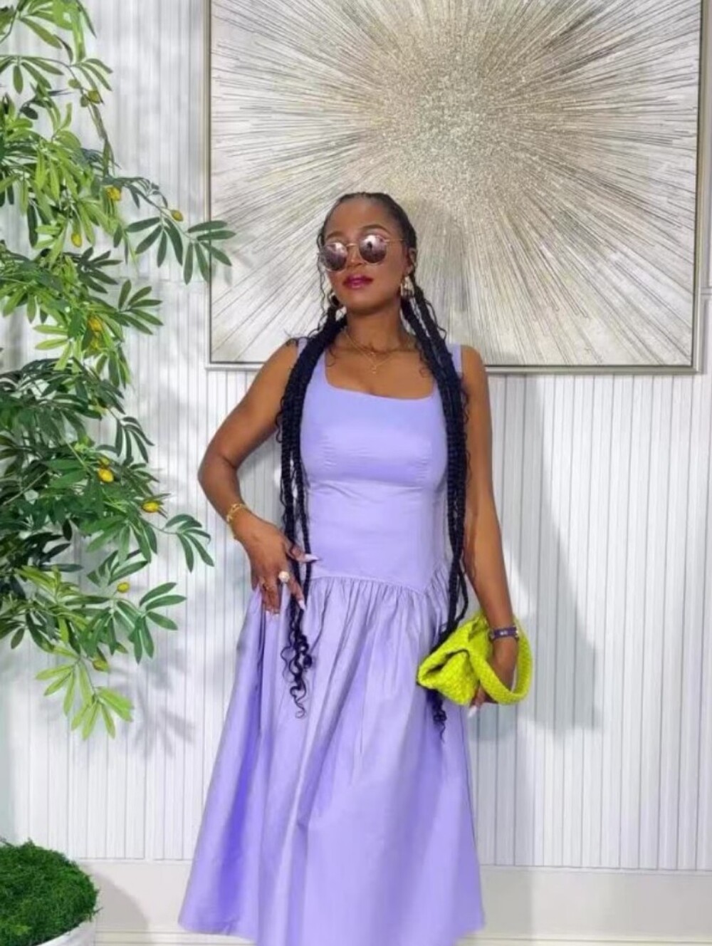Devil Wear Prada Maxi Waist Lilac/Light Grape Square-Neck Women's Party Dress
